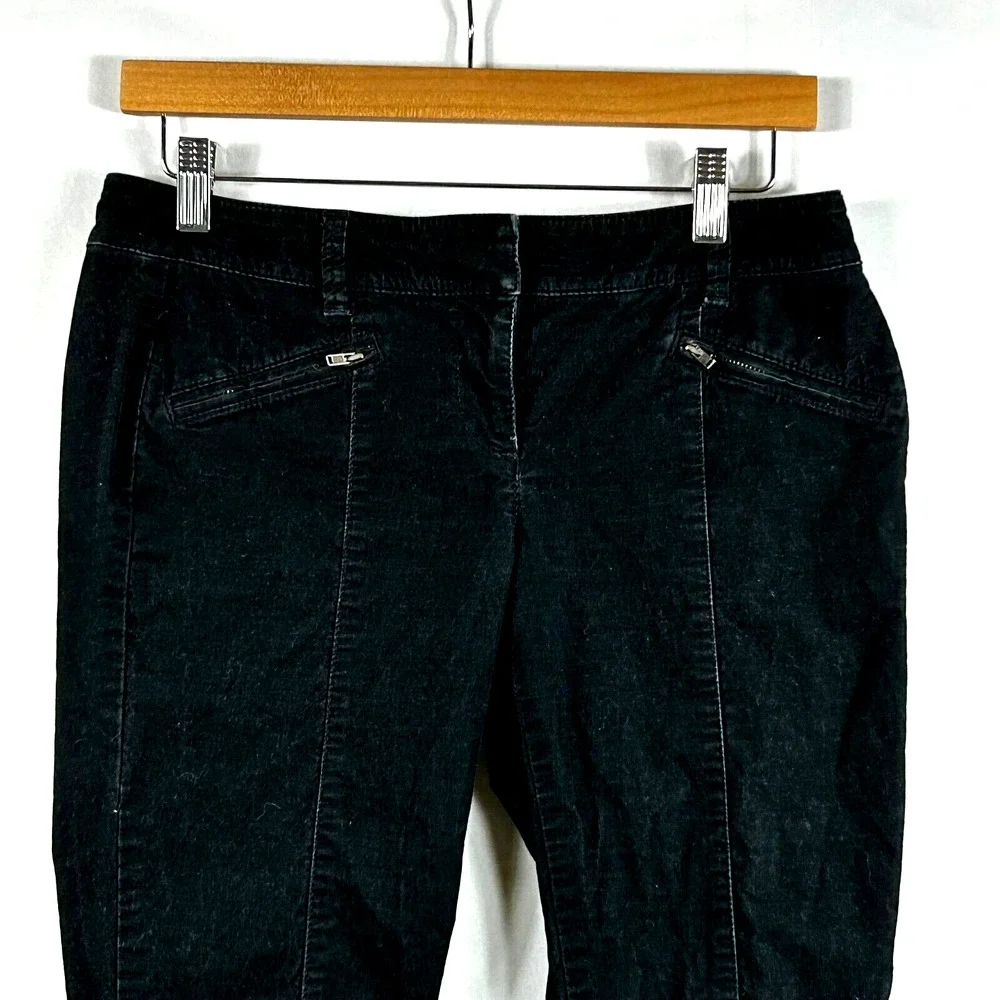 Ann Taylor Corduroy Jeans Womens 4Petite‎ Black Low Rise Straight Fit